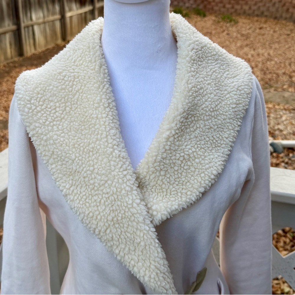 Ralph Lauren Sherpa Shawl Collar Fleece Blazer Jacket Women SZ PM Duffle Button‎ - Picture 3 of 13